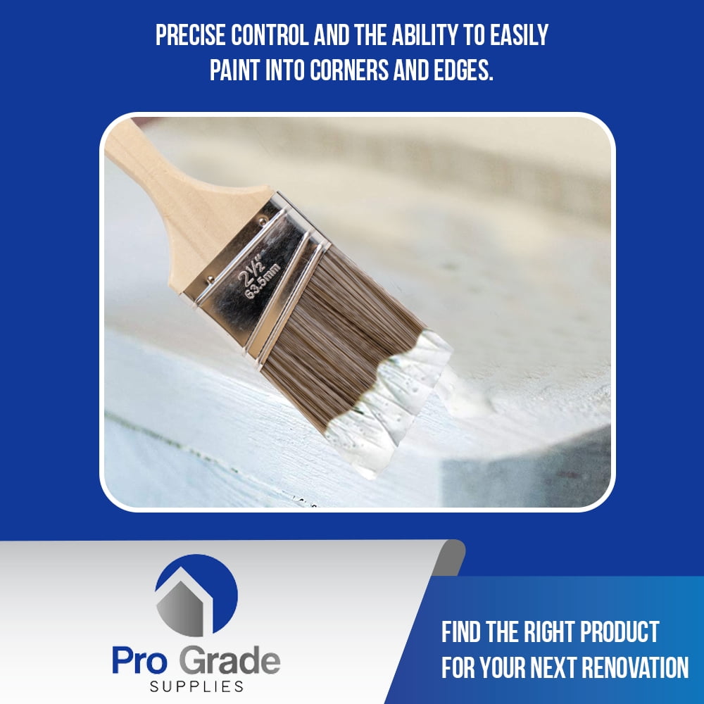 Pro Grade Premium Paint Brushes, 2.5-inch Angle Brush, 12 Pack Paint Brush Set