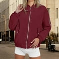 thumbnail image 2 of iHPH7 Bomber Jacket Women Full Zip Jacket Women Zip Up Jackets for Women Fall Outfits for Women Letterman Jacket Fall Clothes Women's Outerwear Red XXL, 2 of 9