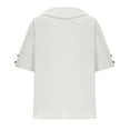 thumbnail image 5 of Women's Casual V-Neck Blouse Short Sleeve Button Front Top Solid Color Pullover Comfortable Summer Shirt for Women, 5 of 6