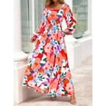thumbnail image 3 of RETTYGARDEN Women Floral Maxi Dresses Fall Long Sleeve Square Neck Boho A Line Wedding Guest Casual Flowy Long Dress, 3 of 8
