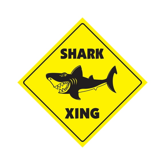 Shark Crossing Decal Zone Xing | Indoor/Outdoor | 4" Tall hunter fisherman collector great white bite killer