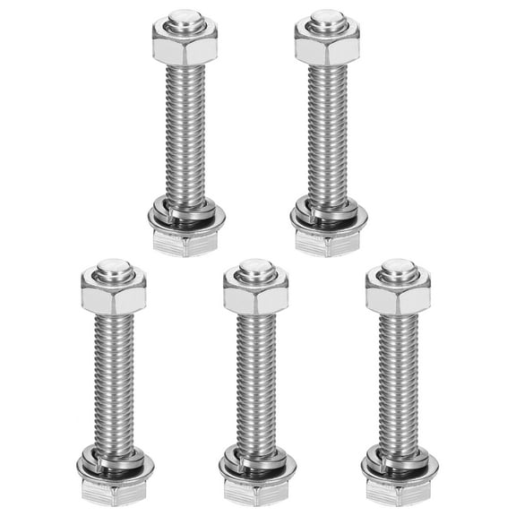 M8 x 45mm 304 Stainless Steel Hex Head Screws Bolts, Nuts, Flat & Lock Washers Assortment Kit, 5 Sets