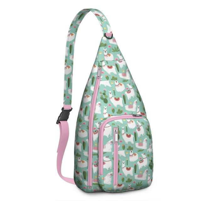 Cartoon Llama Pattern Shoulder Bag - Funny Alpaca Print Sling Backpack for Daily Use (Adorable Animal Design, Water-Resistant Crossbody Daypack)