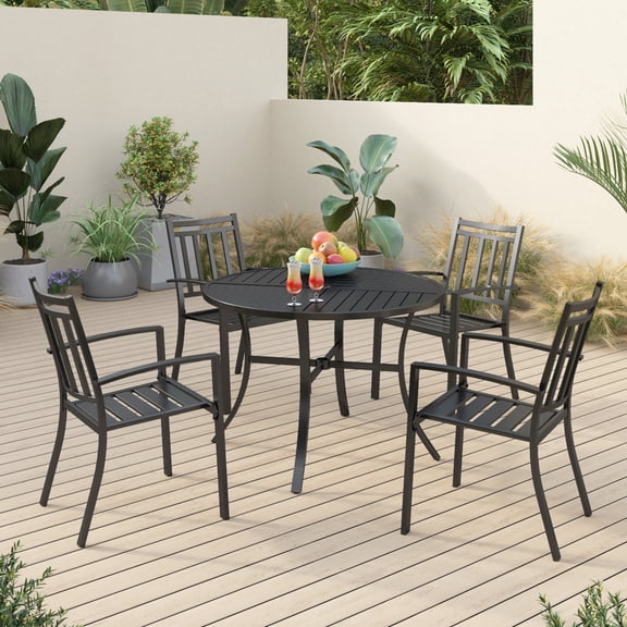 Sophia & William 5 Peices Metal Patio Outdoor Dining Set with 42" Round Table for 4