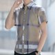 thumbnail image 3 of Camisa y blusa de manga corta para hombre, de negocios, a rayas, con bolsillo, moda masculina, 2024, cuello informal, ropa asiática de lujo con botones, 3 of 5