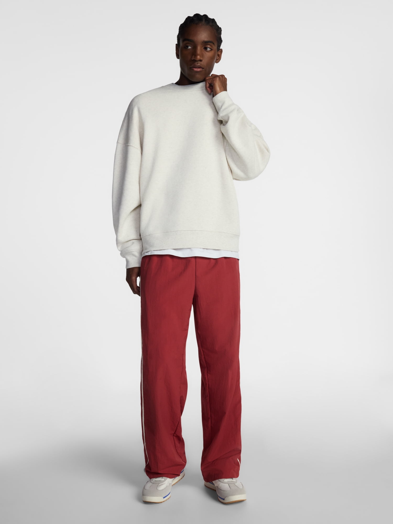 No Boundaries Crewneck Fleece Sweatshirt with Long Sleeves, Men's XS-4XLT