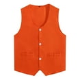 thumbnail image 3 of Lejafay Women Men Volunteer Activity Button Vest Supermarket Work Wear Uniform Orange M, 3 of 4