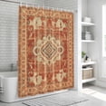 thumbnail image 5 of Polyester Fabric Orange Boho Shower Curtain, Geometric Antique Tribal Retro Ethnic Waterproof Bathtub Curtain Bathroom Decor Set with Hooks 72 x 78 Inches, 5 of 6