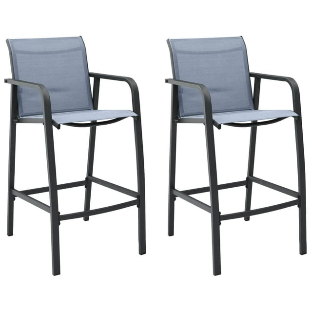 vidaXL Chaises de Bar de Jardin 2 Pcs Gris Textilène