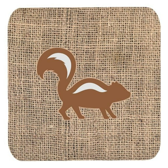 Skunk Burlap and Brown Foam Coasters, Set - 4