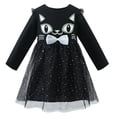 thumbnail image 4 of HILEELANG big Girl Hallowen 2-8years old Dress Long Sleeve Novelty Black Cat Graphic Glow in the Dark Tulle Tutu Party Dresses With Witch Hat 8T, 4 of 7