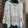 thumbnail image 6 of Kcolen Plus Size Cover Ups for Swimwear Women Summer Hollow Long Sleeve Knit Top Bohemian Bikini Cover Up Beach Tunic Dress, 6 of 6