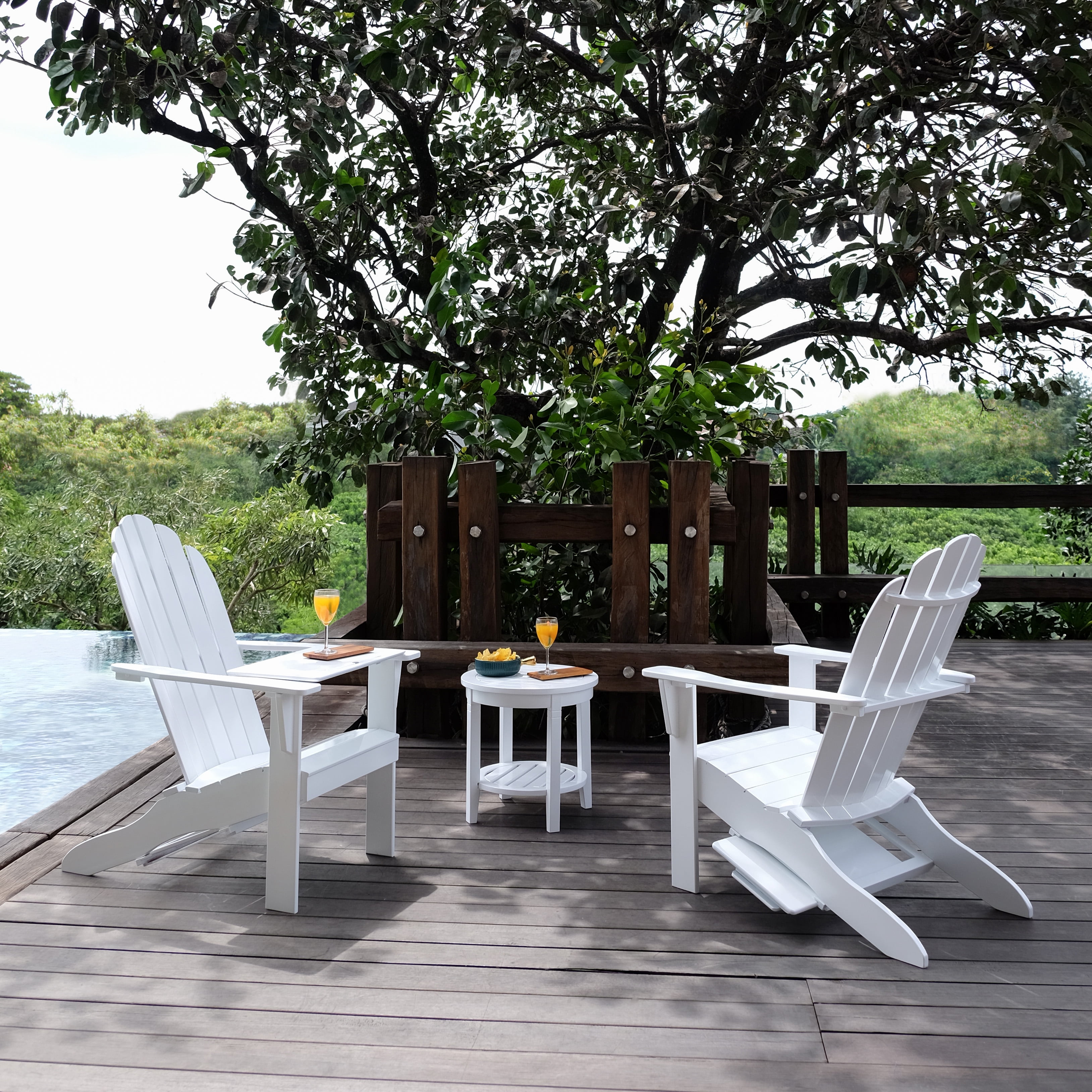 Alston Solid Wood Outdoor Adirondack Chair - Free Tray Table - White