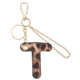 thumbnail image 1 of Llavero de letra inicial Uxcell (letra T) - Llavero de alfabeto de leopardo de cuero PU para hombres, mujeres, decoración de bolso, mochila, regalo de fiesta, dorado, 1 of 7