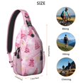 thumbnail image 5 of Sling Backpack,Pink Christmas Tree Sling Bag with Water Bottle Holder,Waterproof Sling Bag for Men/Women with Headphone Jack for Hiking,Travel, 5 of 6
