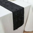 thumbnail image 3 of Balsa Circle 12x108 in Black 3D Leaves Petal Design Taffeta Table Runner Party Events Home Decorations Supplies, 3 of 8