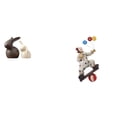 thumbnail image 1 of Conjunto de esculturas de y conejo de cerámica, figura de , centro de mesa de Pascua, colección de estatuas para gabinete, jardín, com, 1 of 8