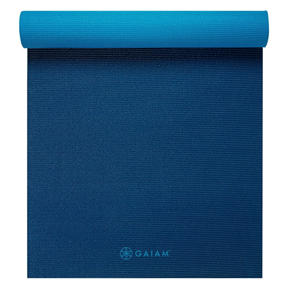 Gaiam Premium 2Color Yoga Mat, Navy/Blue, 5mm