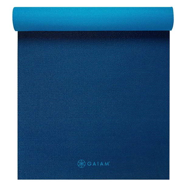Gaiam Premium 2Color Yoga Mat, Navy/Blue, 5mm