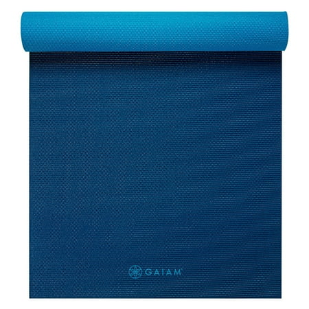 UPC: 0018713616982 | Gaiam Premium 2-Color Yoga Mat Navy/Blue 5mm