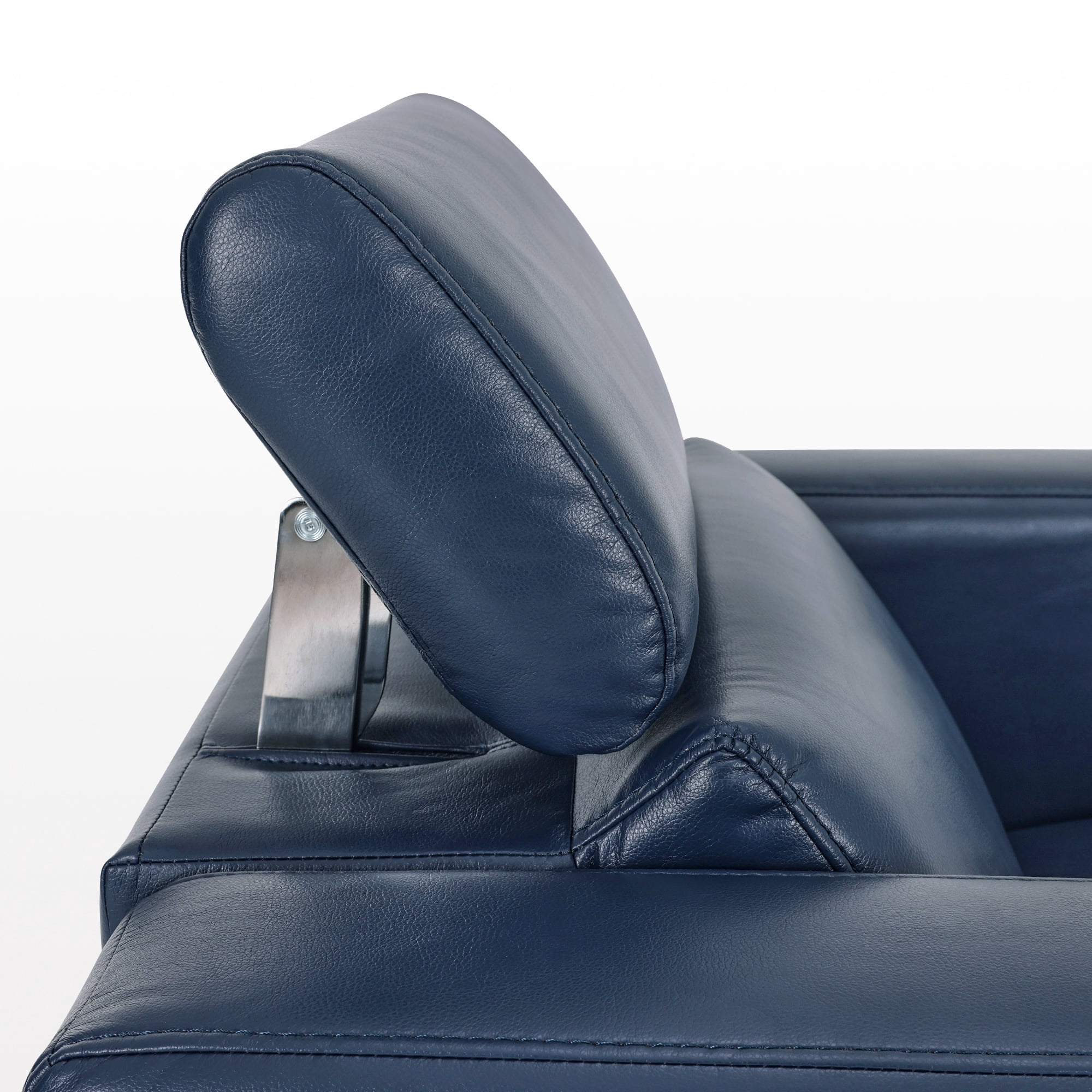 MCombo Wall-Hugger High Leg Power Recliner Chair with Adjustable Headrest and USB&Type C Dual Charge Ports for Living Room, Office, and Small Spaces (Faux Leather, HL128) (Blue)