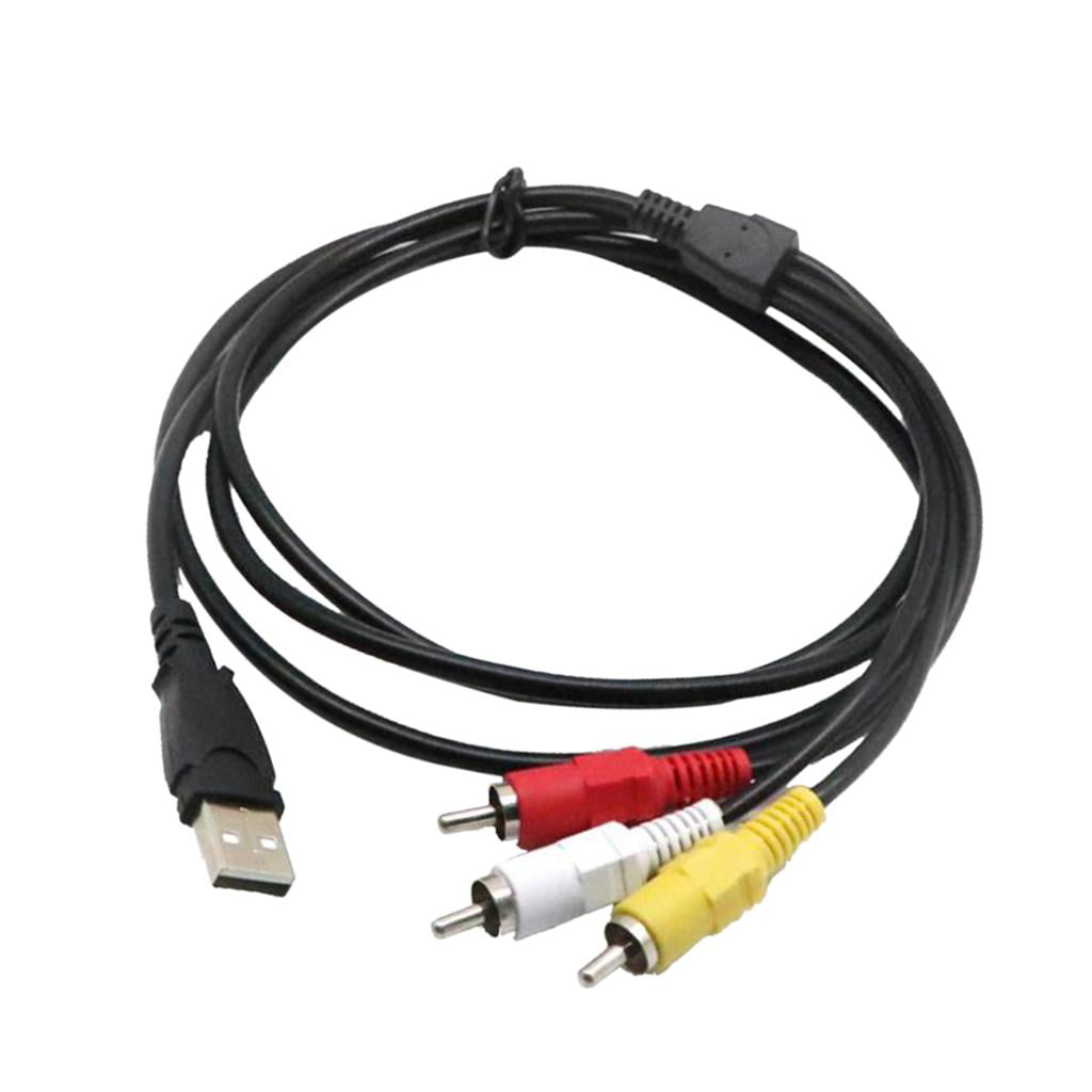 1.5m/5ft USB Male to 3 RCA Male Jack Splitter Audio Video AV Composite Adapter Cable for USB-Enabled TVs and PCs USB A to 3RCA Cable