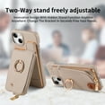 thumbnail image 4 of SaniMore for iPhone 14 Plus Case, PU Leather Zipper Purse RFID Blocking Card Slots Flip Kickstand Metal Finger Ring Magnetic Car Mount Shockproof Anti-fall Rugged Wallet Shell for Ladies Men, Khaki, 4 of 10