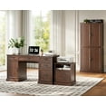 thumbnail image 3 of YouTrend 58'' Farmhouse Executive Desk,Wood Home Office Computer Desk with 5 Drawers and Storage Cabinet for Work Study Writing,Brown, 3 of 9