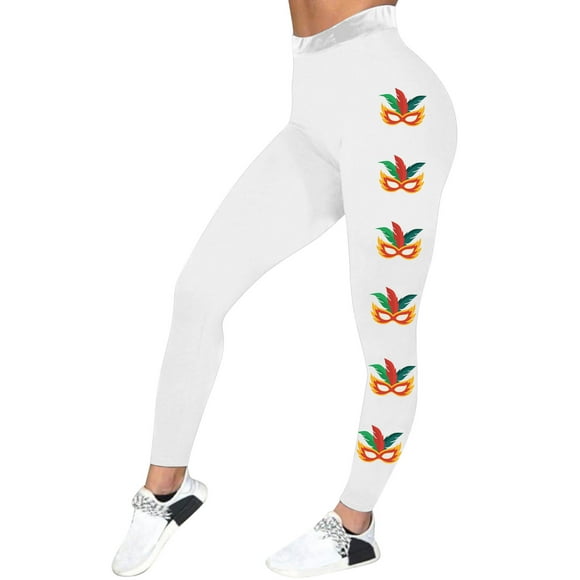 Fvwitlyh Pantoufles Pour Femmes Women Print Tights Leggings Control Yoga Sport Leggings For Women High Waisted Leggings White,XL