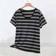 thumbnail image 2 of Uaswgudfs Women's Summer Striped V Neck Short Sleeve Casual Loose Fit Modal Blend T Shirt Soft Breathable Tops Gray L, 2 of 5