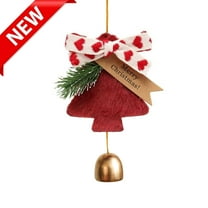 KOYPTL Christmas Tree Plush Pendant with Gold Jingle Bell,Red Bownots Hanging Ornament for Christmas Tree Door Fireplace Windows Car Decoration & Xmas Stocking Stuffers Birthday Home Party Gifts