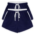 thumbnail image 2 of YOIAVAIOY Womens Summer Beach Shorts 2 Pack 5 Inch Fashion Drawstring Elastic Waist Athletic Shorts Loose Fit Gym Lounge Shorts Navy S, 2 of 6
