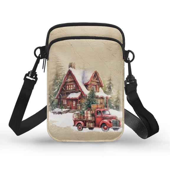 HELLHERO Christmas Tree Pattern Travel Crossbody Purse Cross Body Purse for Adult Polyester Shoulder Bags with Double Zipper