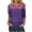 Purple, variant on VERUGU Womens Tops Fashion Print Button Blouses Crew Neck 3/4 Sleeve Casual T-shirt Loose Tops Pullover Army Green S