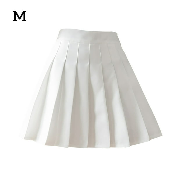 Falda plisada Mini uniforme de colegiala de tenis de cintura alta con pantalones cortos, blanco, M seitruly AP001094-02