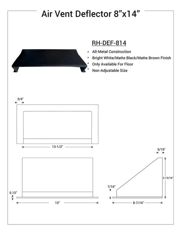 Solid Metal Deflector 8"x14" Unbreakable Cast Aluminum | Air & Heat Diverter