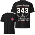 thumbnail image 2 of 9/11 25th Anniversary T-Shirt, HONORING 343 FIREFIGHTERS Short Sleeve Crew Neck Shirt, American Patriotic 25th Memorial Tee, Light Purple S, 2 of 4