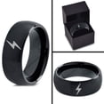 thumbnail image 4 of Tungsten Flash Thunder Lightning Bolt Band Ring 8mm Men Women Comfort Fit Black Dome Brushed Polished, 4 of 4