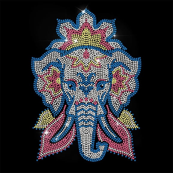 Animal Rhinestone Iron on Transfer Patterned Elephant Bling Diamond Hotfix Patches for Clothes 11.6"x8.2" Large Iron On Sequin Applique for Jeans Jacket Caps Bag T-Shirts Shoes DIY Decor