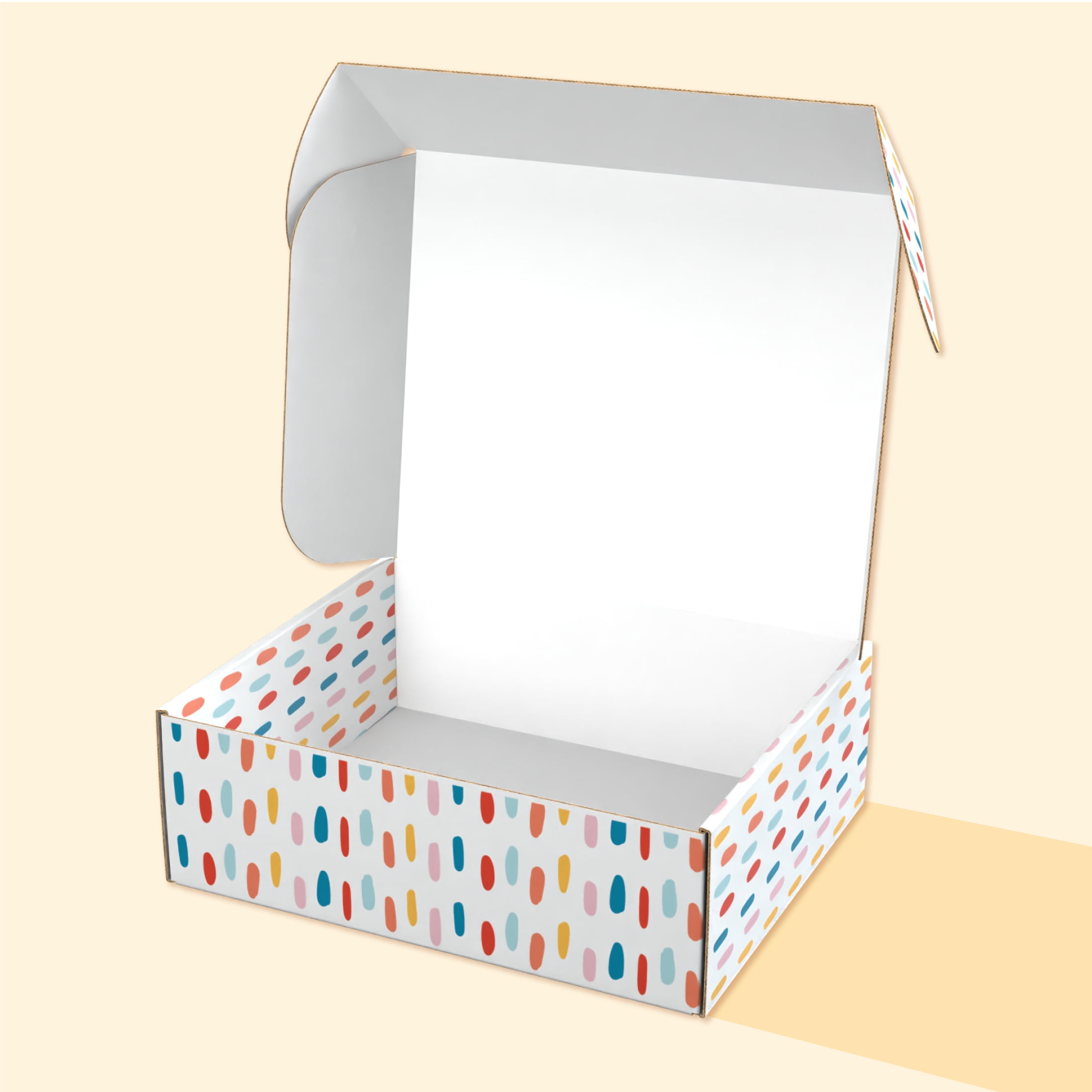 Printed Decorative Mailing, Shipping and Gift Boxes, Tuck Top Closure, 12" x 10" x 4", Confetti Print, 12 -Count Pack
