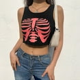 thumbnail image 1 of Mialoley Women's Rib Knit Tank Tops, Sleeveless Skeleton Print Crop Tops, 1 of 8