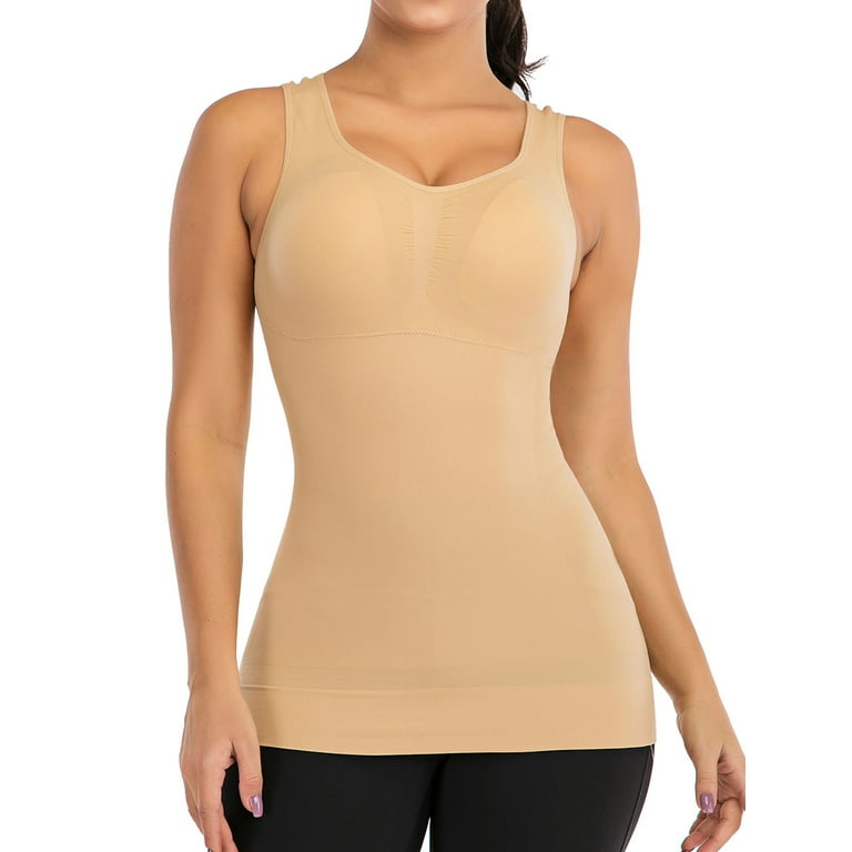 FOCUSSEXY Women Tummy Control Shapewear Tank Tops with Built in Bra  Camisole Tank Top Body Shaper with Padded Bra Seamless Shaping Camisole  Tank Top
