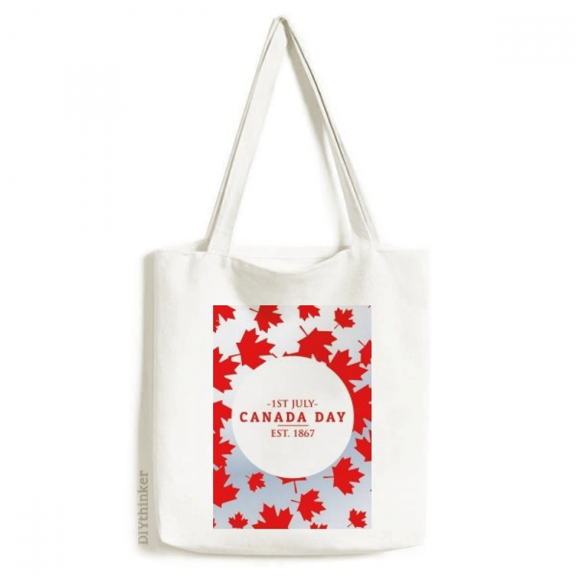 Canada Day 4th Of July EST 1867 Maple Tote Canvas Bag Shopping Satchel Casual Handbag