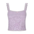 thumbnail image 5 of Delliss Women's Casual Solid Color Tight Fitting Pullover Lace Backless Camisole Top Purple M, 5 of 8