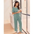 thumbnail image 4 of EKOUAER Women Waffle Knit Lounge Sets Short Sleeve Top and Long Pant Pajama Set Loungewear 2 Piece Pjs Set with Pockets, 4 of 6