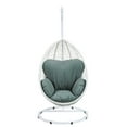 thumbnail image 2 of Metal Patio Swing Chair with Cushioned Seating and Round Base, White and Gray, 2 of 5