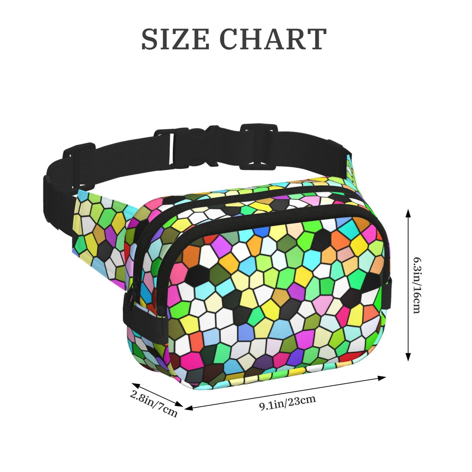 Kuqiui Colorful Tie Dye Stained Glass Print Fanny Packs for Women Cross Body Waist Bag Fashionable Fanny Pack Designer Workout Hiking Waist Pack Running Travel Gym