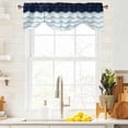 thumbnail image 3 of Blue Chevron Tie Up Valance Curtains for Windows, Kitchen Curtains Window Treatments, Geometric Black Print Wavy Striped White Short Window Shades Valances for Bedroom Bathroom Cafe 54"x18", 3 of 8