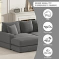 thumbnail image 6 of TUANLUO 87" Chaise Lounge Indoor, Oversized 3-Seater Corduroy Lounge Chair with Ottoman, Deep Seat Recliner Chair with Pillows, Soild Wood Sectional Sofa and Couch for Living Room, Grey, 6 of 9