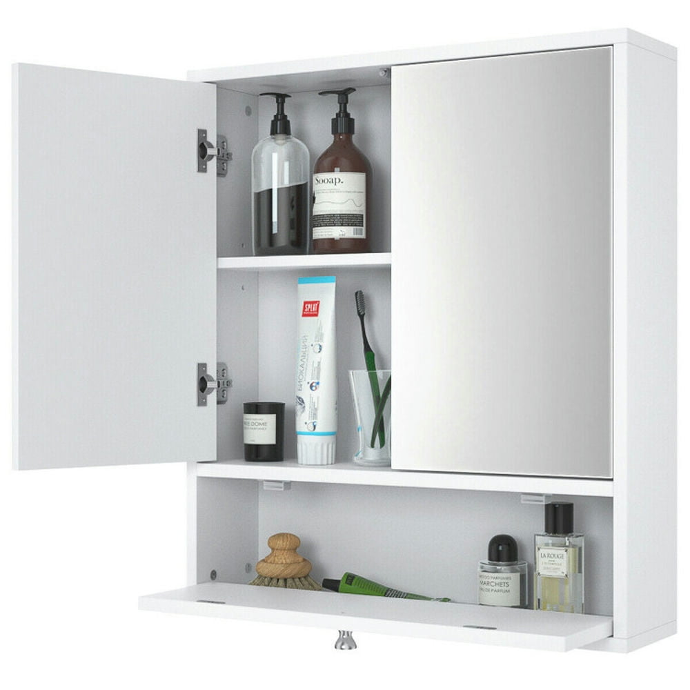 Finihen Bathroom Wall Cabinet, Wall Mounted Bathroom Mirror Cabinet, Double Door Wall-Mounted Bathroom Mirrored Medicine Cabinet, for Bathroom, White Finihen Bathroom Wall Cabinet, Wall Mounted Bathroom Mirror Cabinet, Double Door Wall-Mounted Bathroom Mirrored Medicine Cabinet, for Bathroom, White
